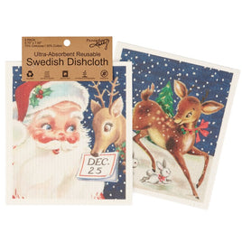 Retro Santa Swedish Dish Cloth Set