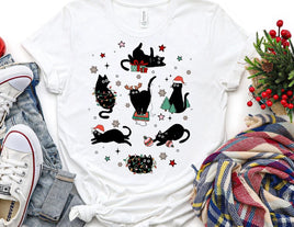 Cat Christmas Shirt in Light Blue